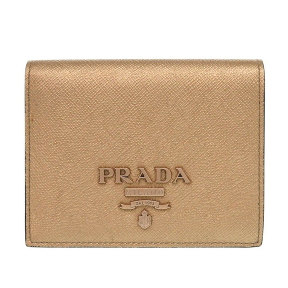 PRADA Gold Leather Saffiano Wallet - Picture 2 of 8